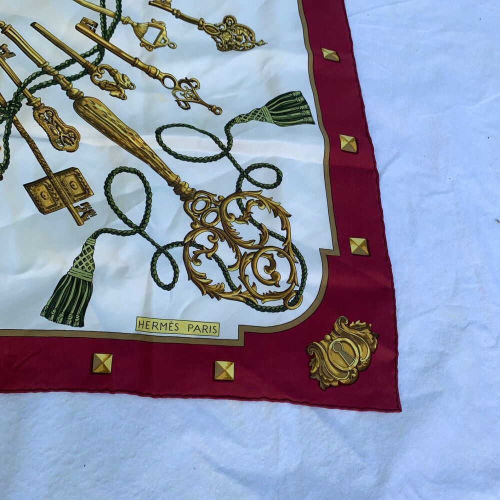 Vintage HERMÈS Keys Les Cles 100% Silk Square Scarf Womens 34” - Picture 2 of 9